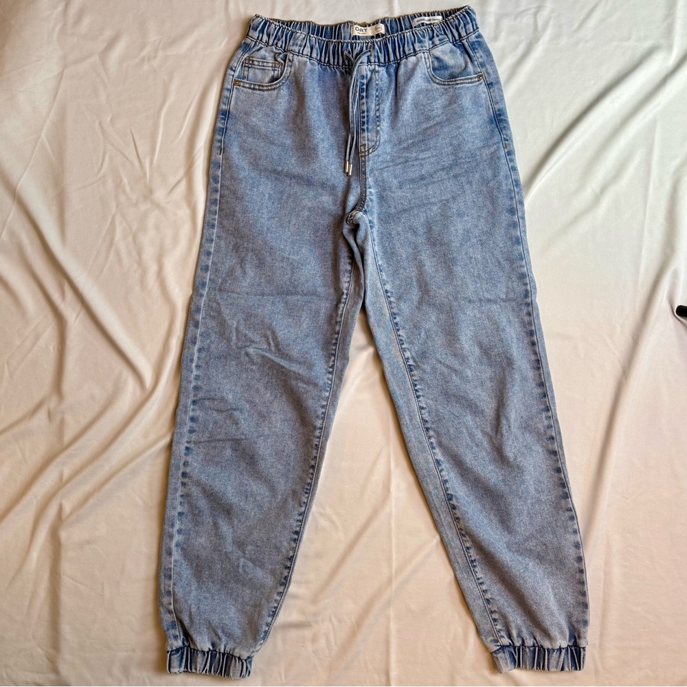 OAT New York Women’s Denim Joggers Cloud Luxe Y2K Drawstring Size 0/25